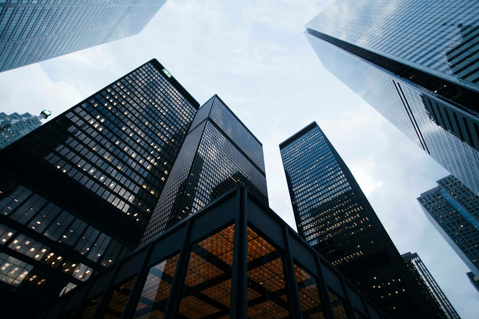 Contemporary commercial towers against a clear sky